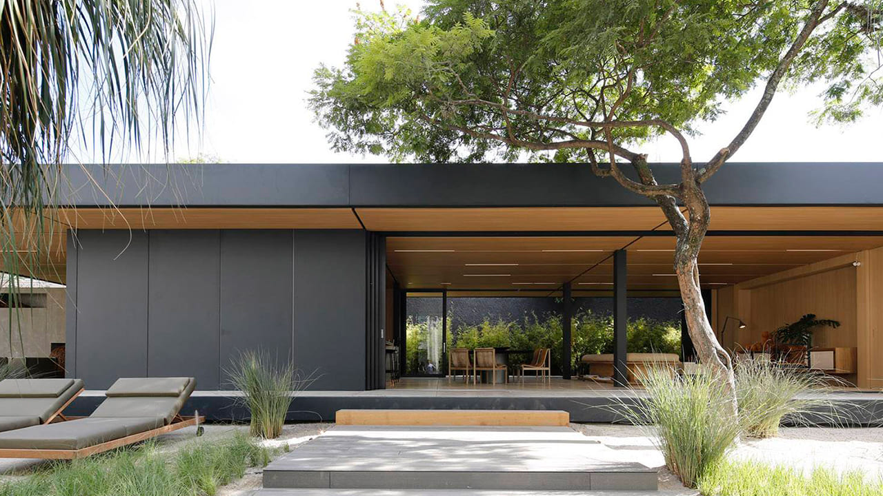 Casa modular com acabamento industrial